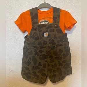 Carhartt 9 m short sleeve overalls camo orange built for adventures 2 pc set